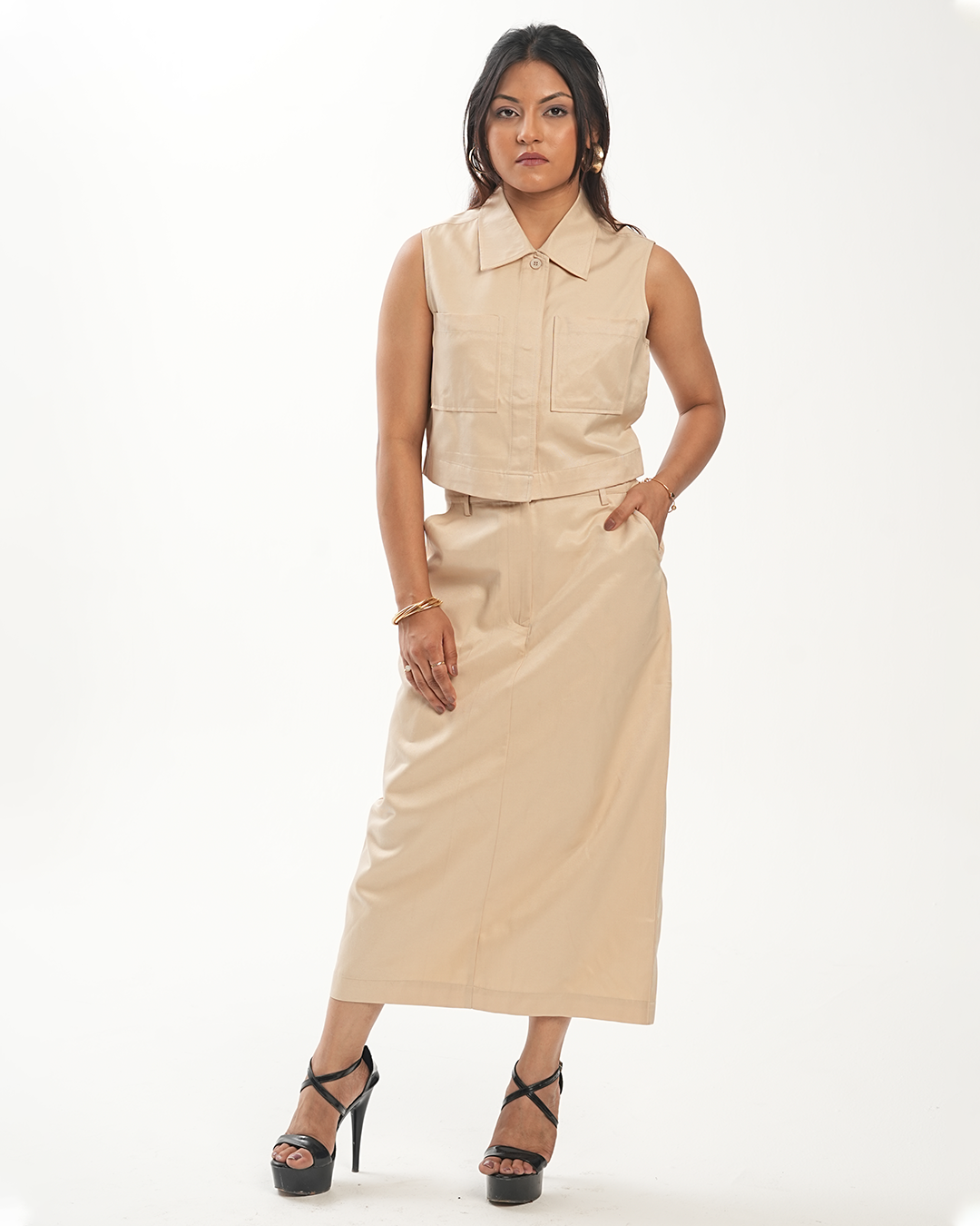 The Edit Co-ord - Straight Skirt - Bare Beige