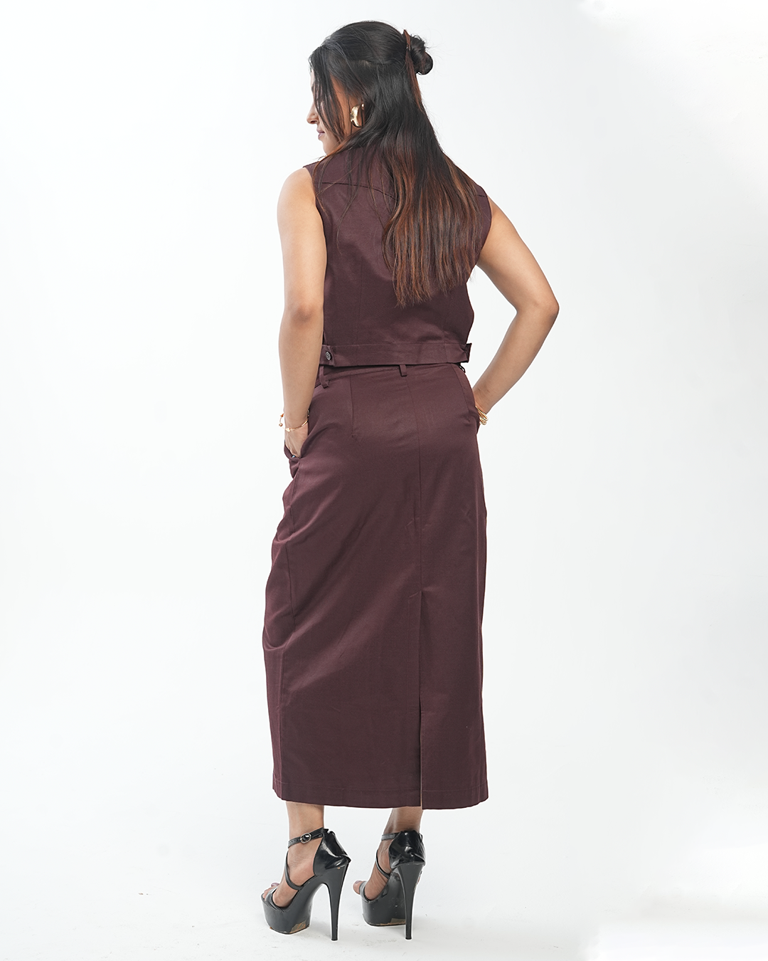 The Edit Co-ord -Crop Vest - Mulberry Bark