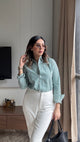 Stripped Cotton Shirt- Green