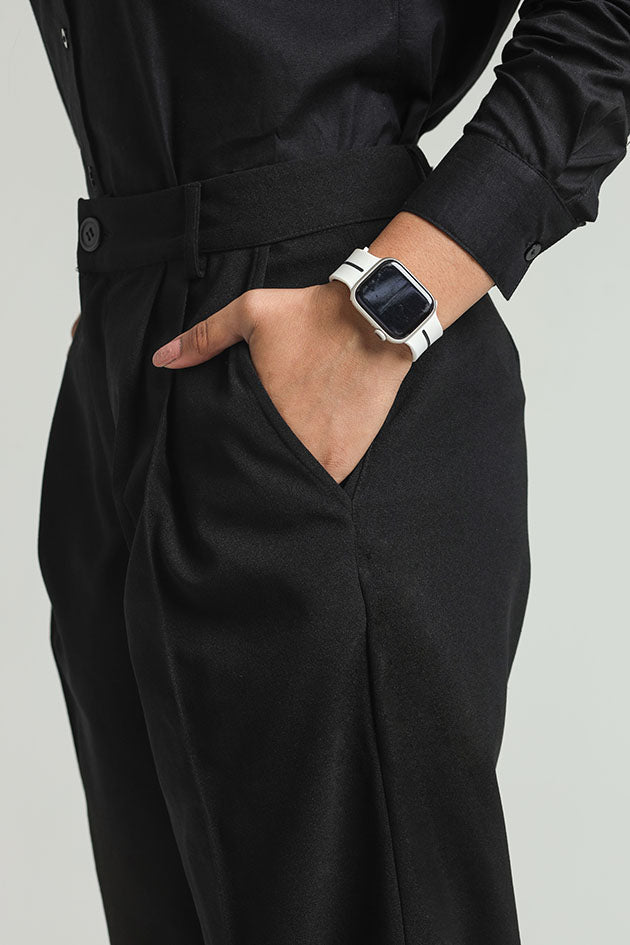 Image of Wide Leg High Waist Trousers - Black