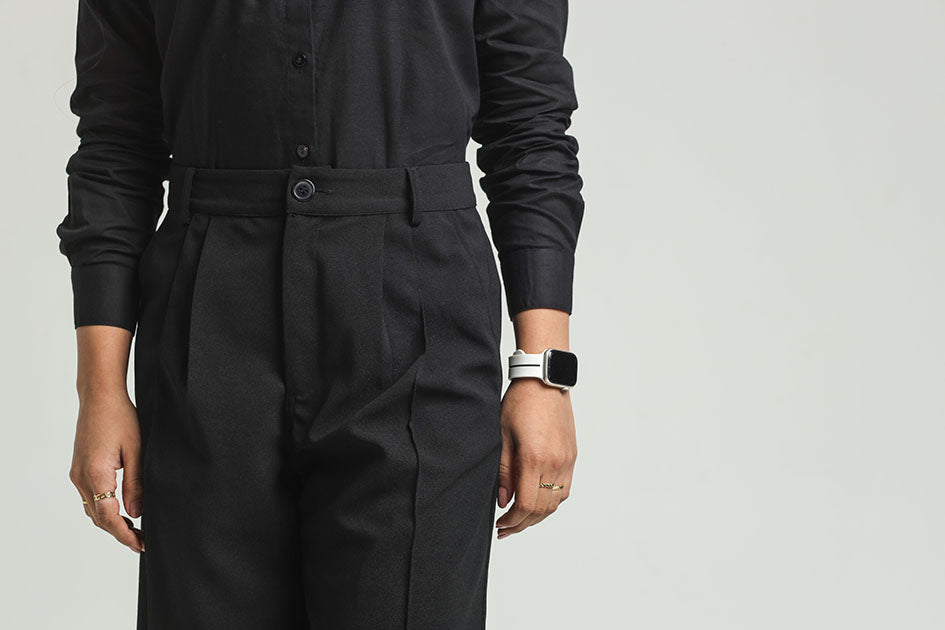 Image of Wide Leg High Waist Trousers - Black