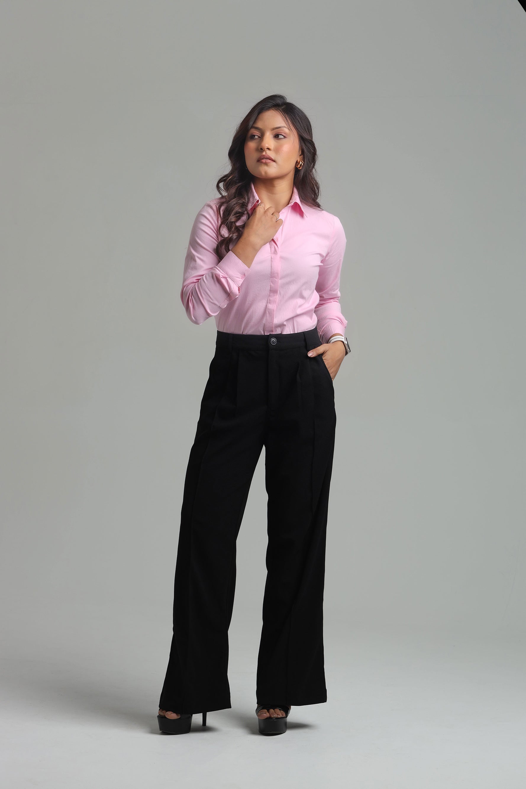 Image of Cotton Blend Regular Fit Shirt - Light Pink