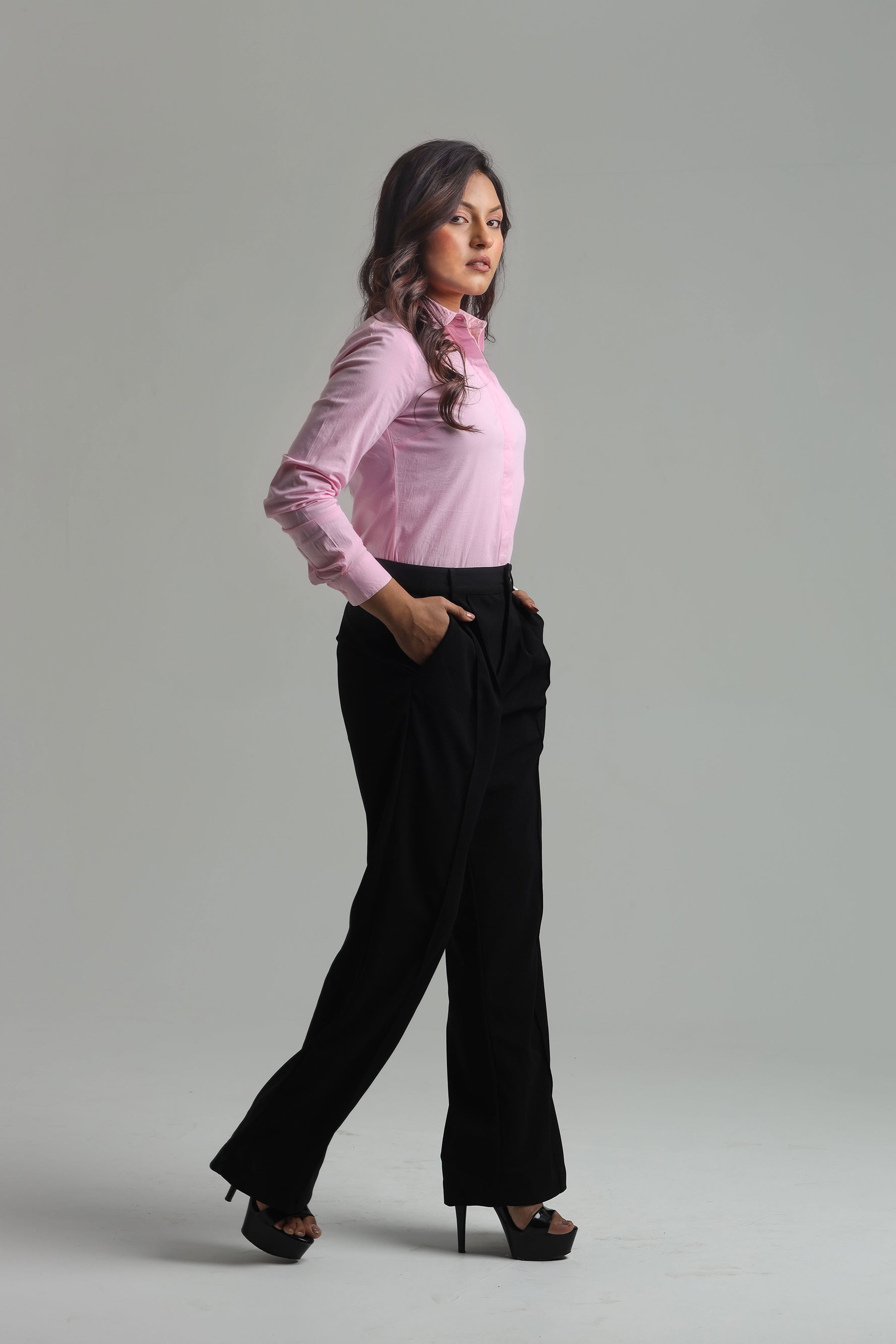 Image of Cotton Blend Regular Fit Shirt - Light Pink