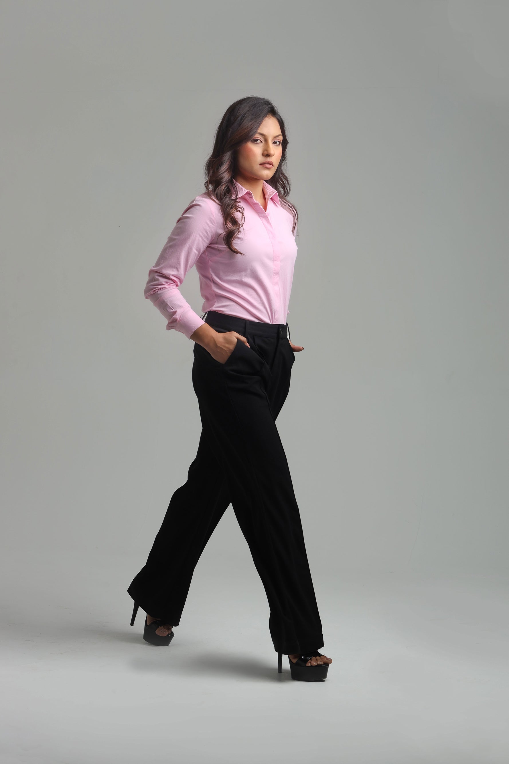 Image of Cotton Blend Regular Fit Shirt - Light Pink