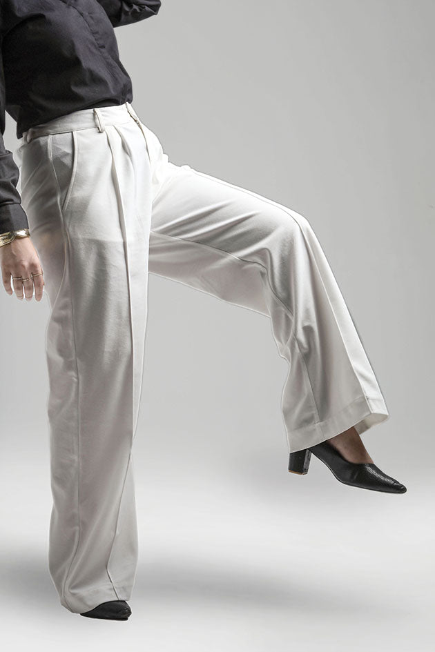 Wide Leg High Waist Trousers - White