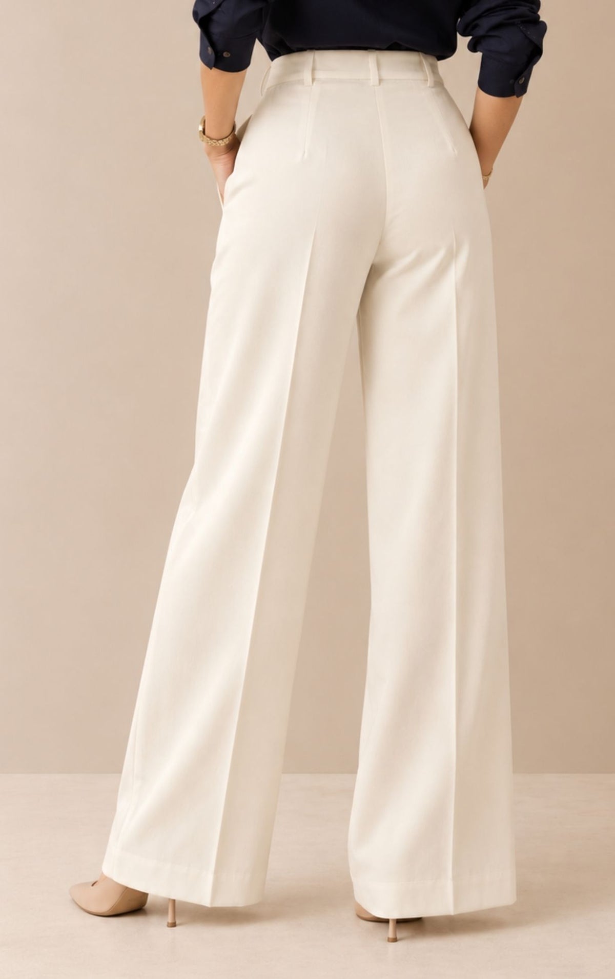 Wide Leg High Waist Trousers - White