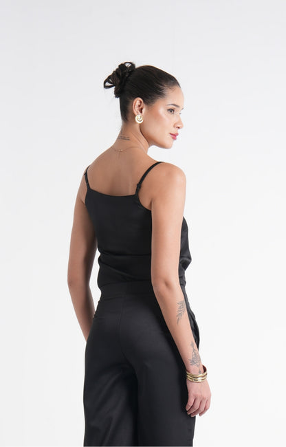 Satin Camisole Top - Black