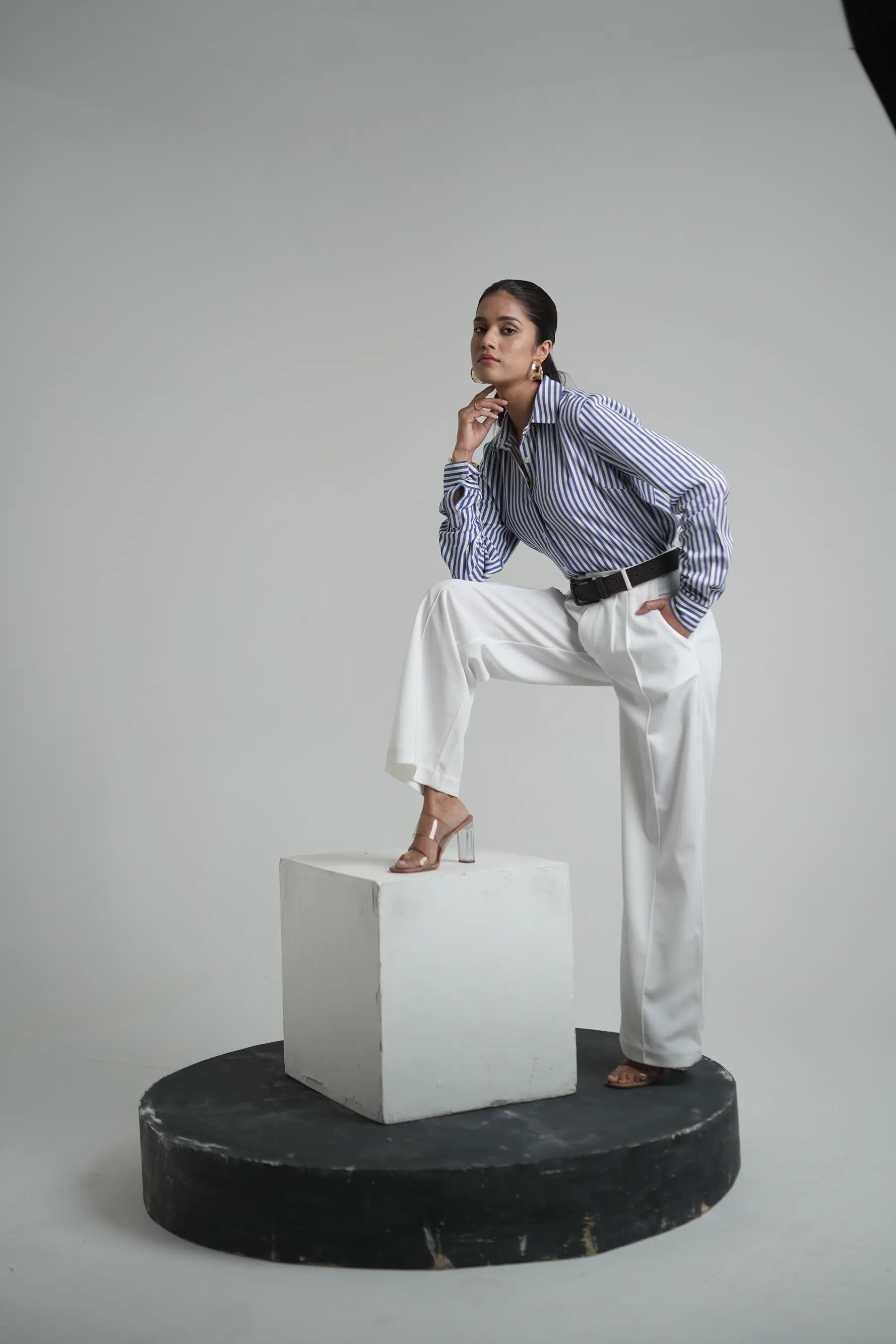Stripped Cotton Shirt - Blue