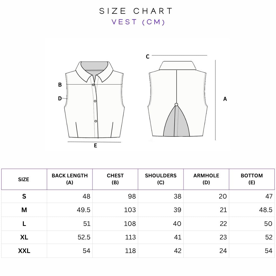 Size Chart (in cms)