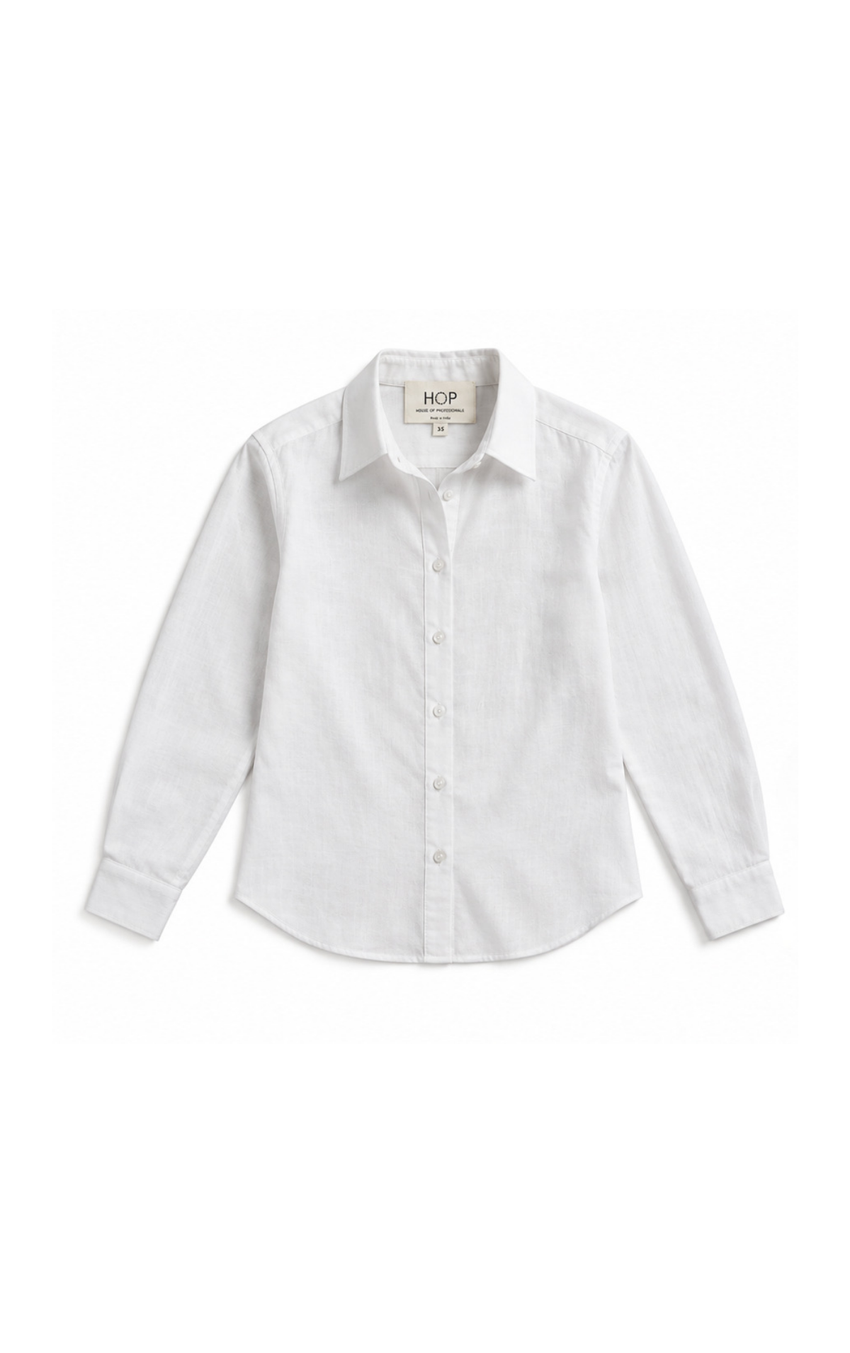 Basic solid linen blend shirt - White
