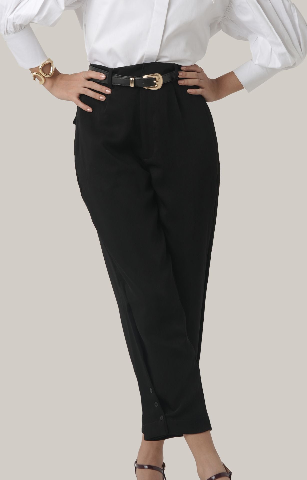 Twisted Leg Tailored Trousers- Black