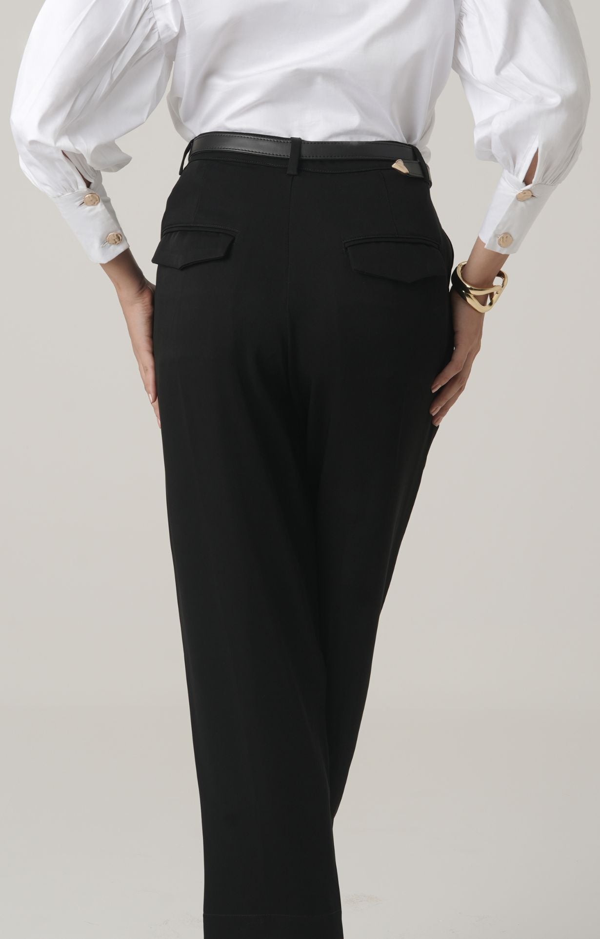 Twisted Leg Tailored Trousers- Black