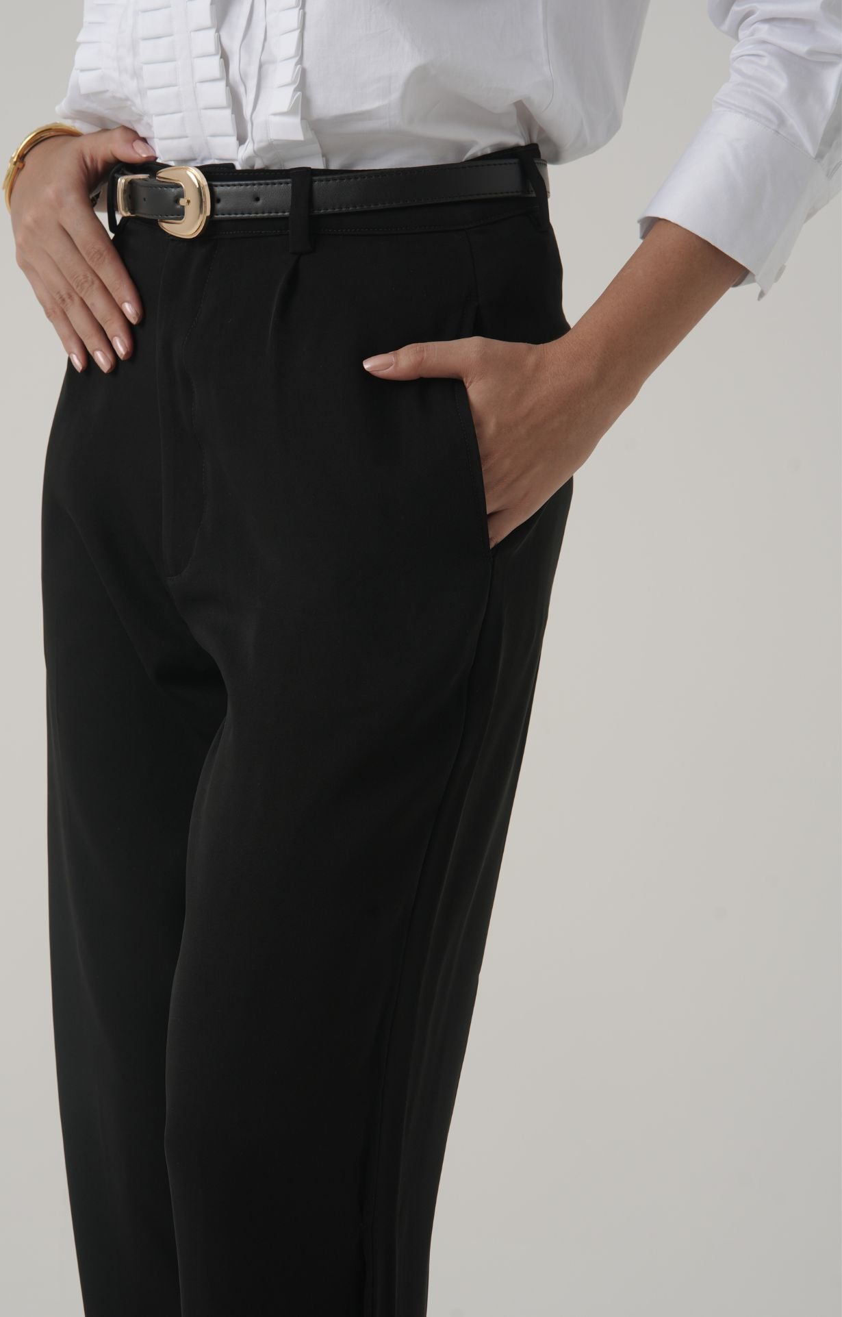 Twisted Leg Tailored Trousers- Black