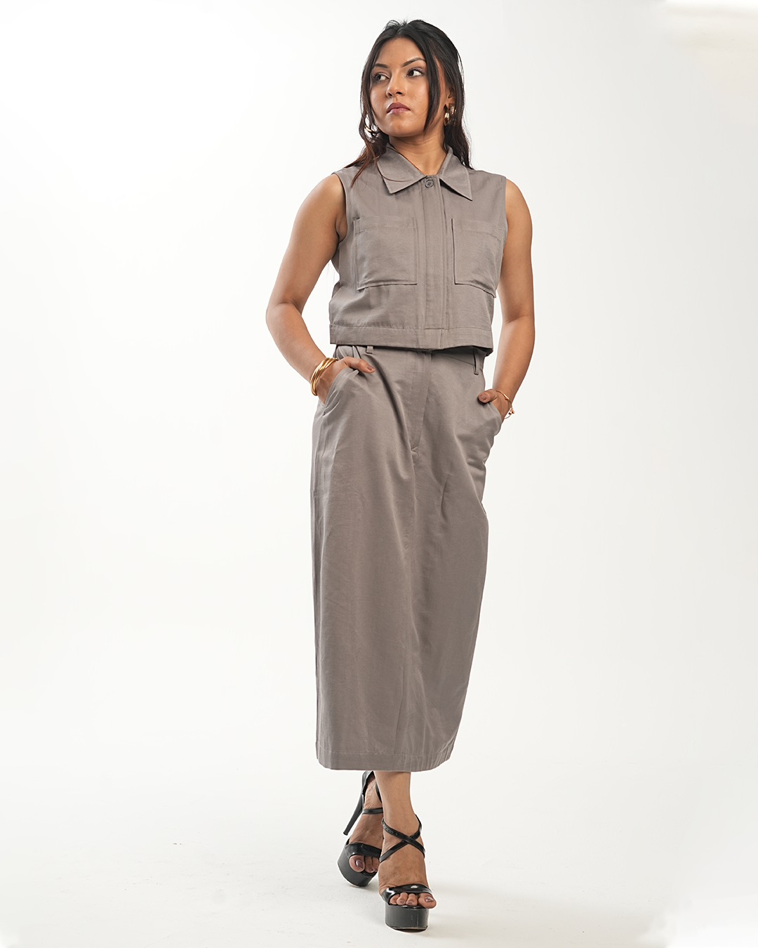 The Edit Co-ord - Straight Skirt - Quite Grey
