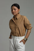 Oversized Cotton Shirt - Beige
