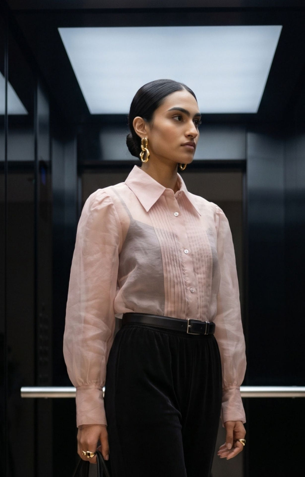 The Sheer Pintex Shirt - Nude Brown