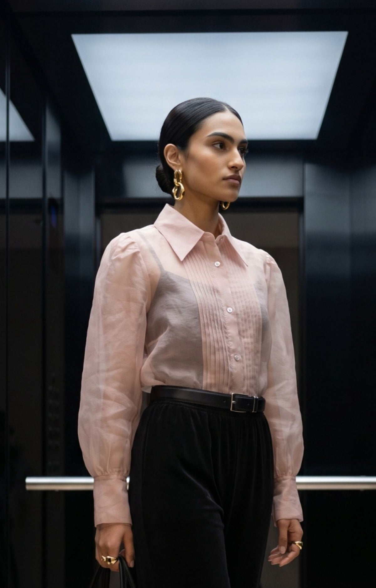 The Sheer Pintex Shirt - Nude Brown