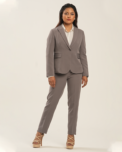 THE SIGNATURE COLLECTION - Straight Fit Medium Waist Trousers - Ashen Set - Grey