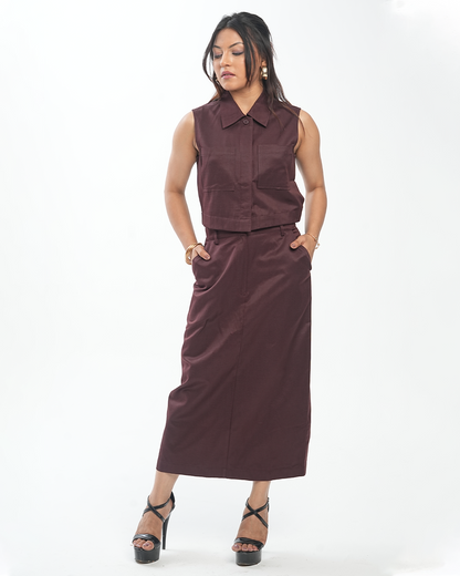 The Edit Co-ord - Straight Skirt - Mulberry Bark