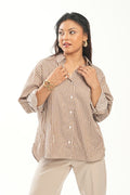 Brown Stripes Oversized Shirt