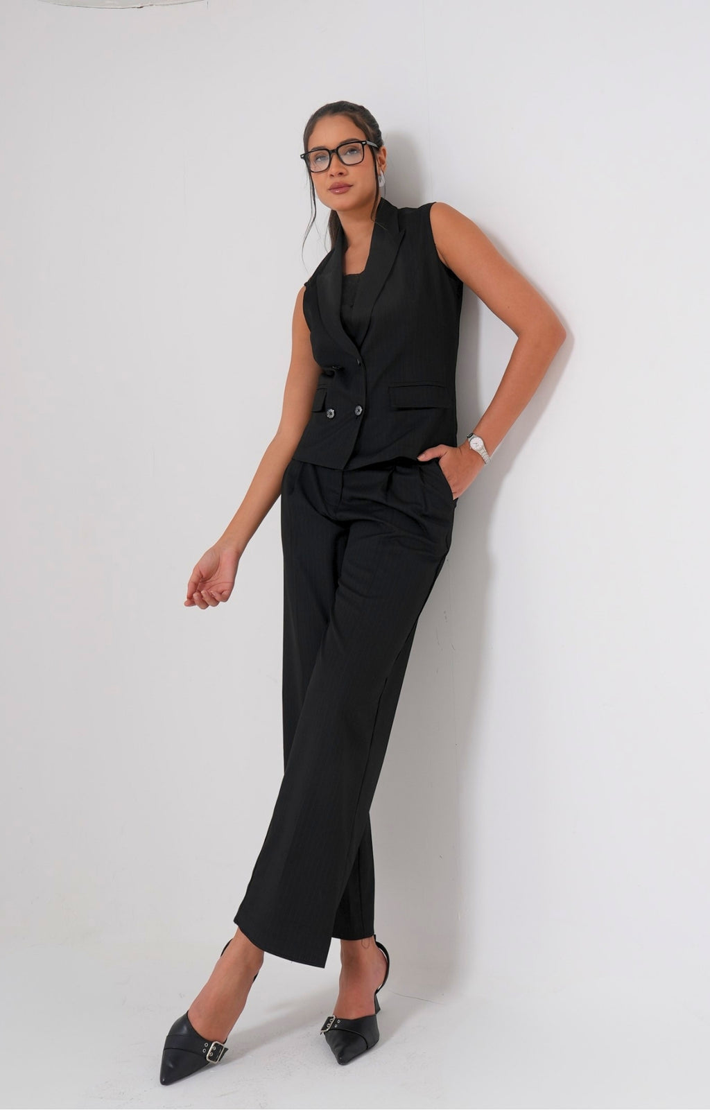The Power Pleat Trousers - Black