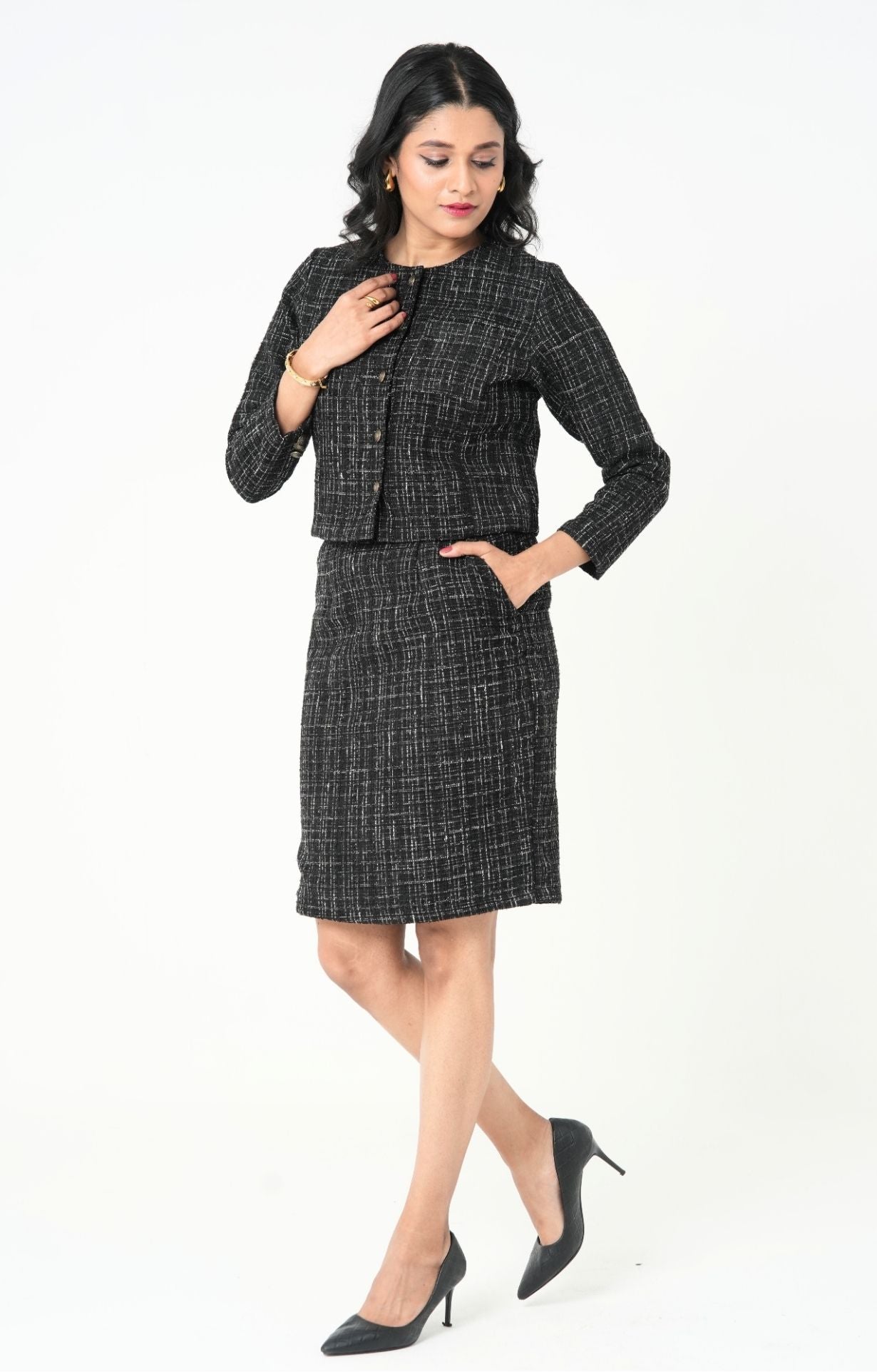 Image of The Nightfall Tweed Short Skirt