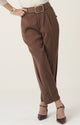 Twisted Leg Tailored Trousers- Dark Brown