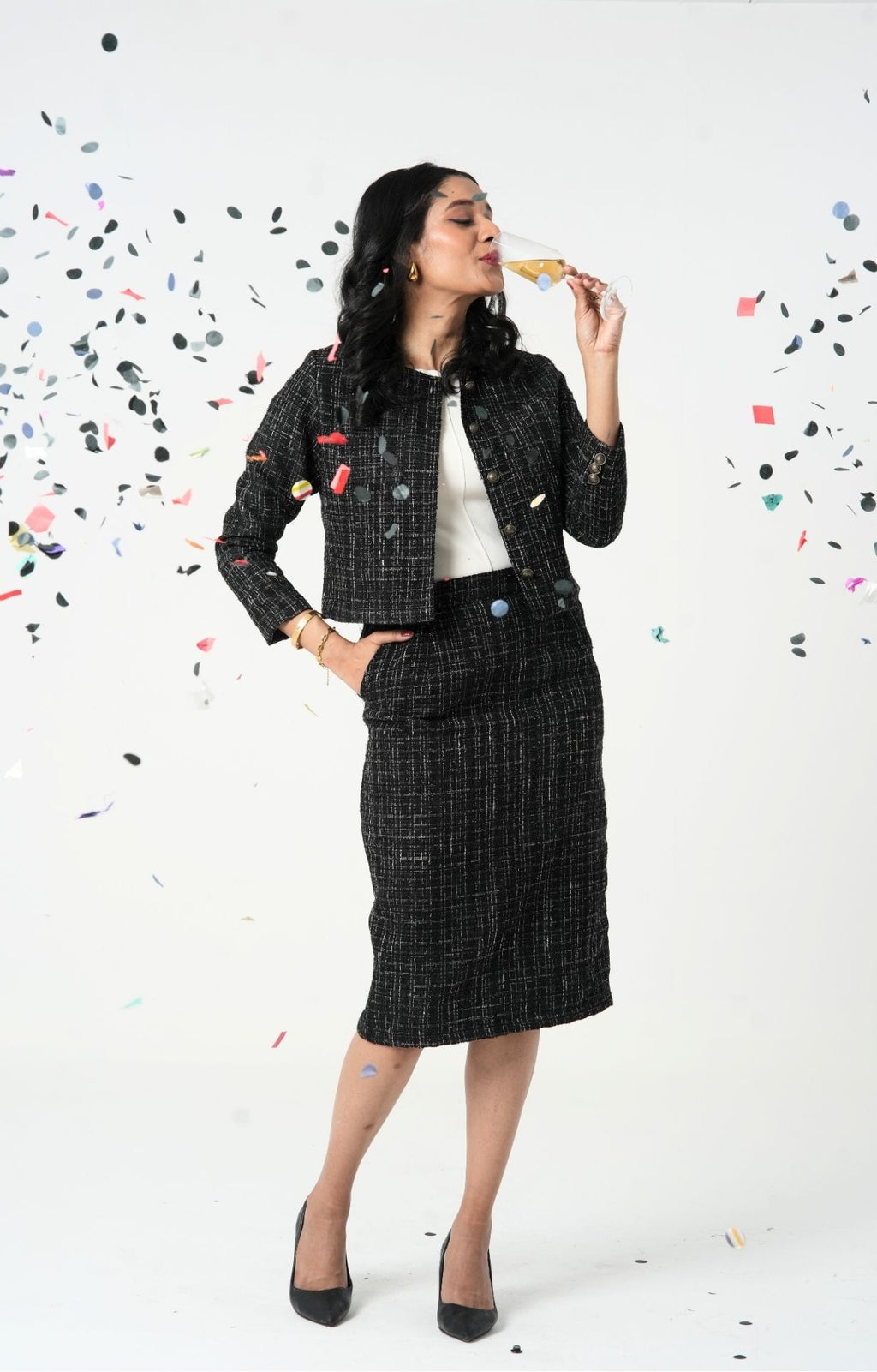 The Nightfall Tweed Long Skirt