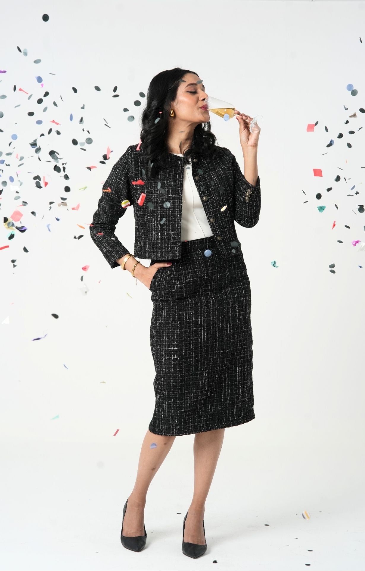 The Nightfall Tweed Long Skirt