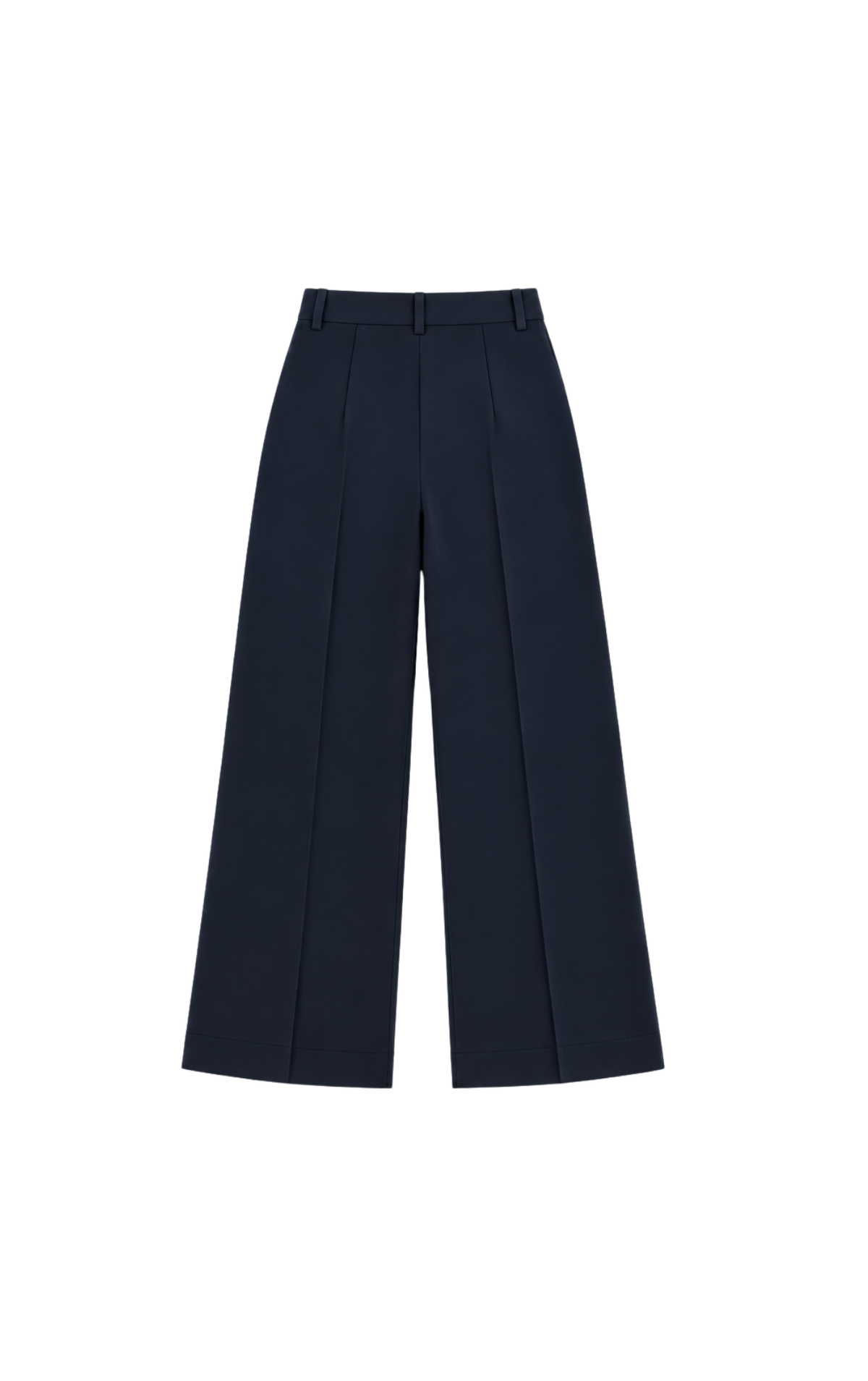 Wide Leg High Waist Trousers - Navy Blue