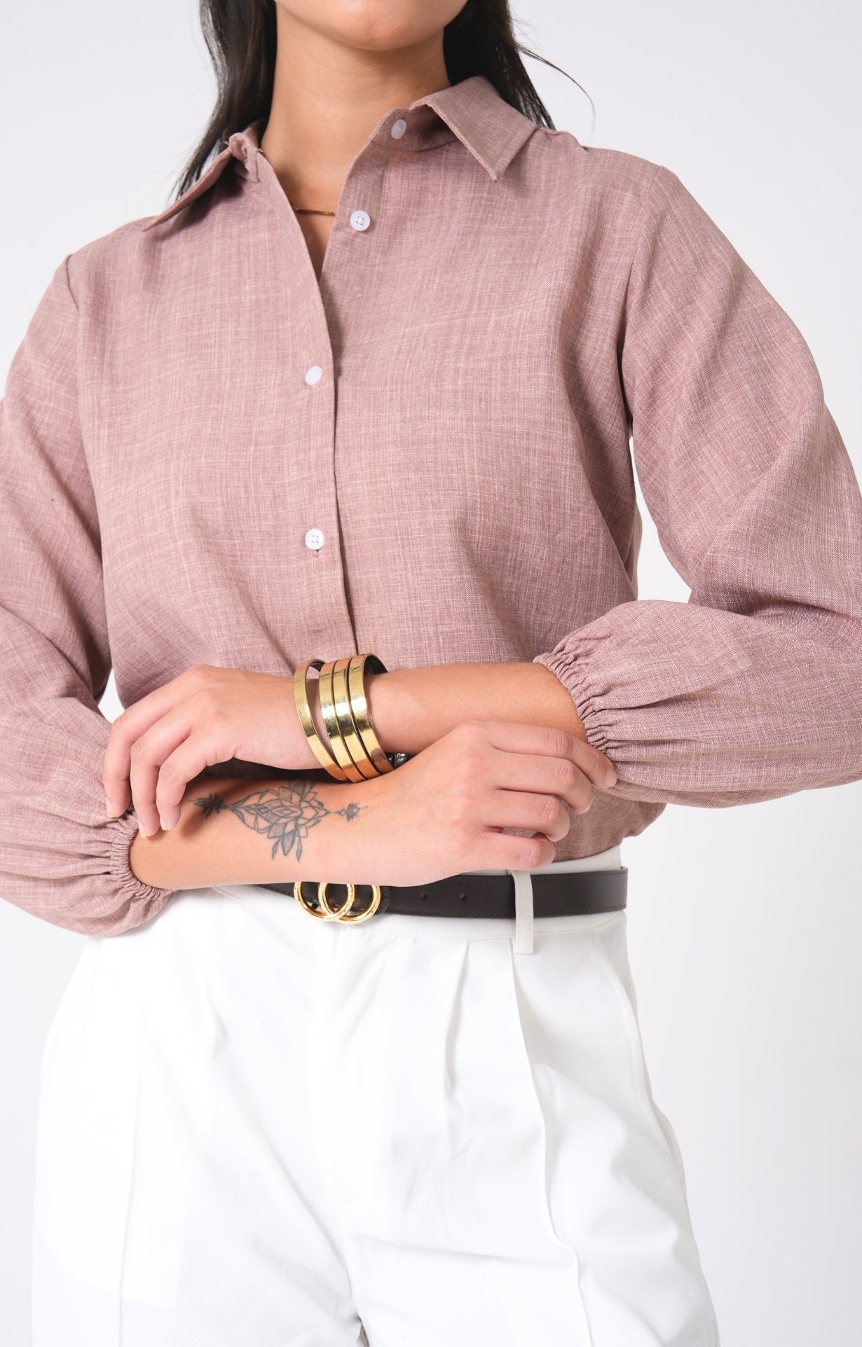 Image of The Relaxed Cuff Linen Shirt - Pink
