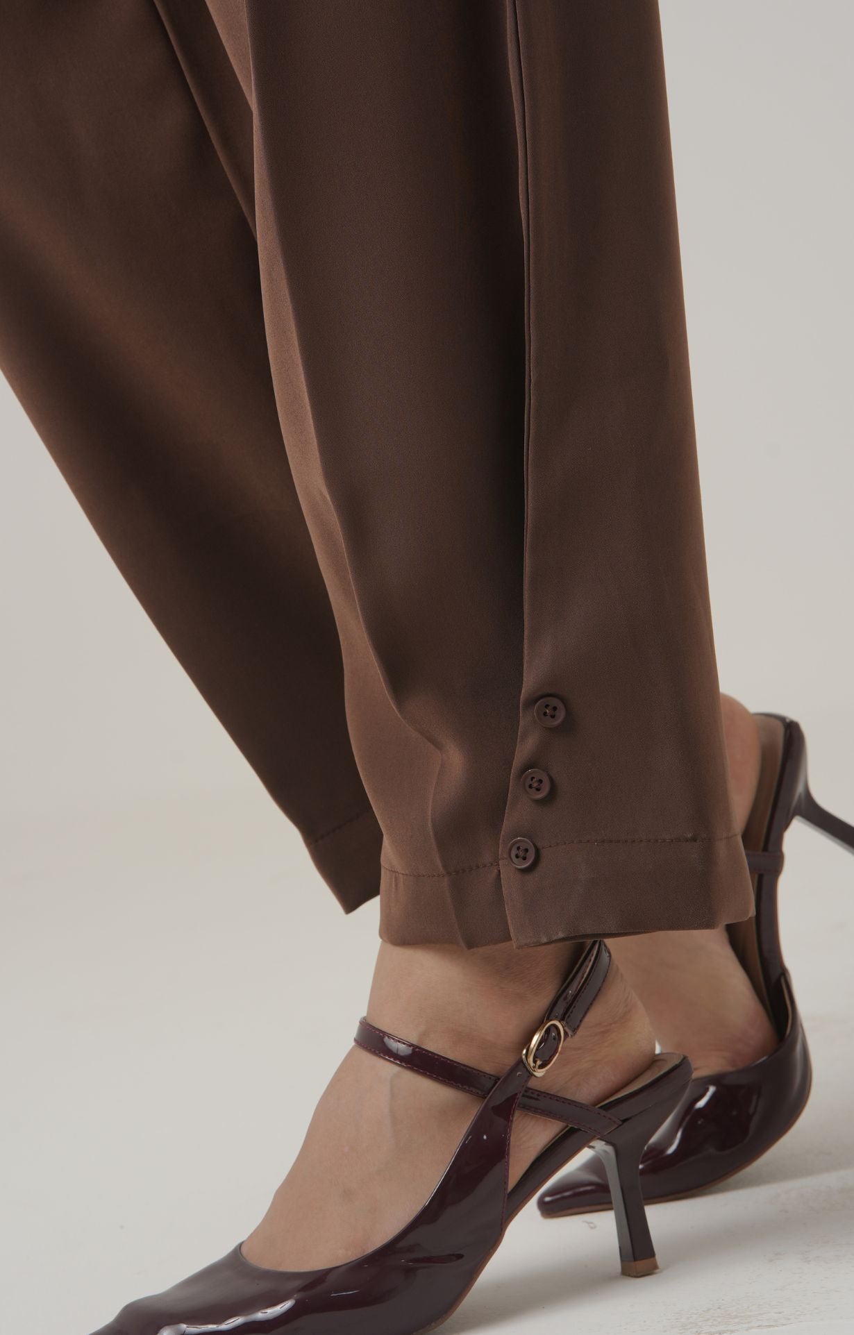 Twisted Leg Tailored Trousers- Dark Brown