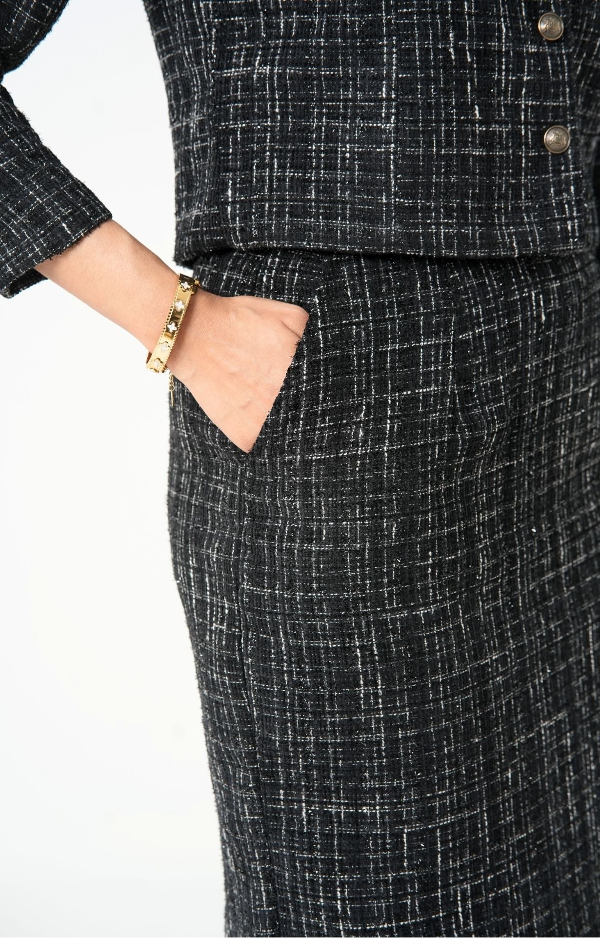 Image of The Nightfall Tweed Long Skirt