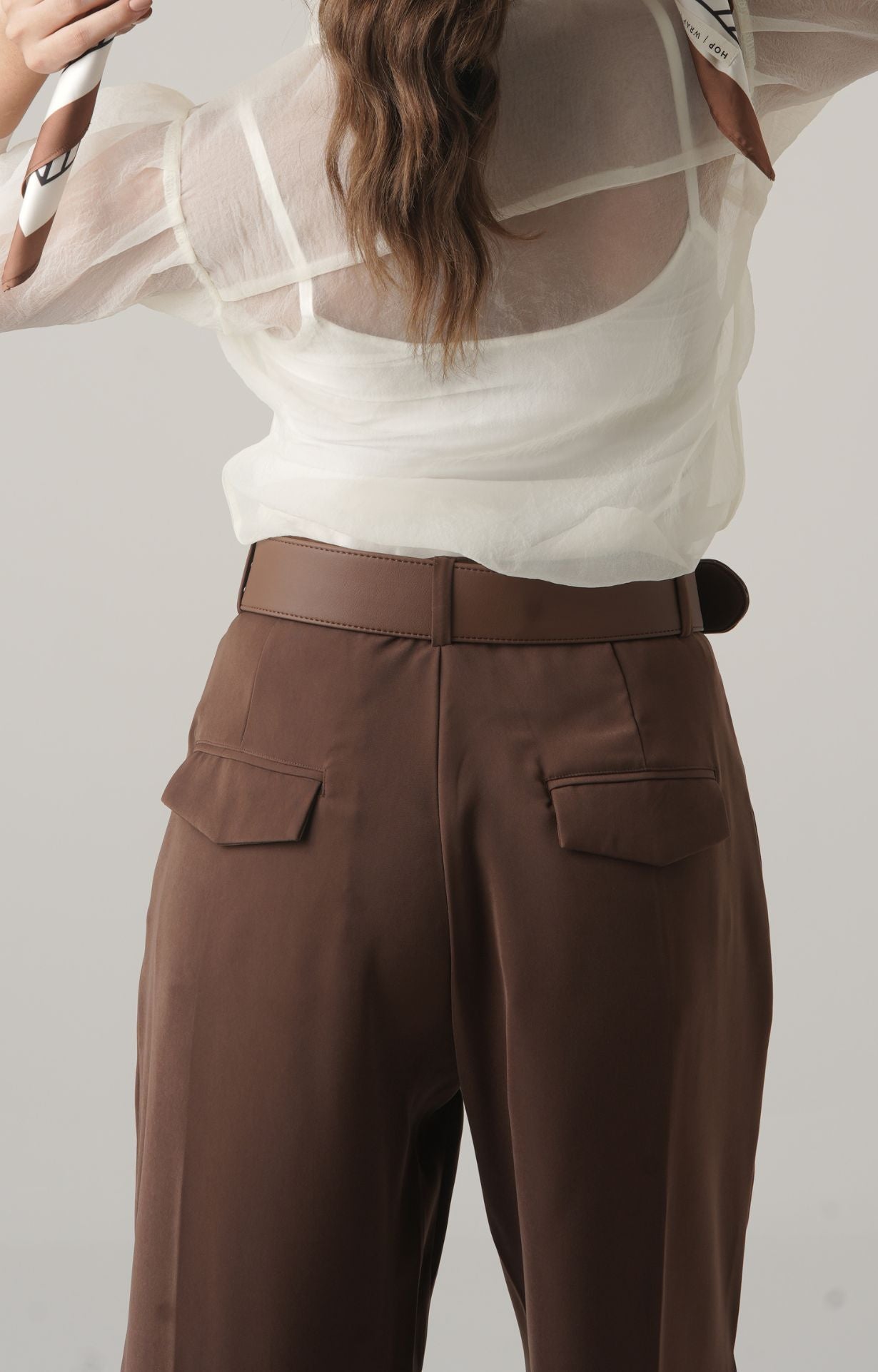 Twisted Leg Tailored Trousers- Dark Brown