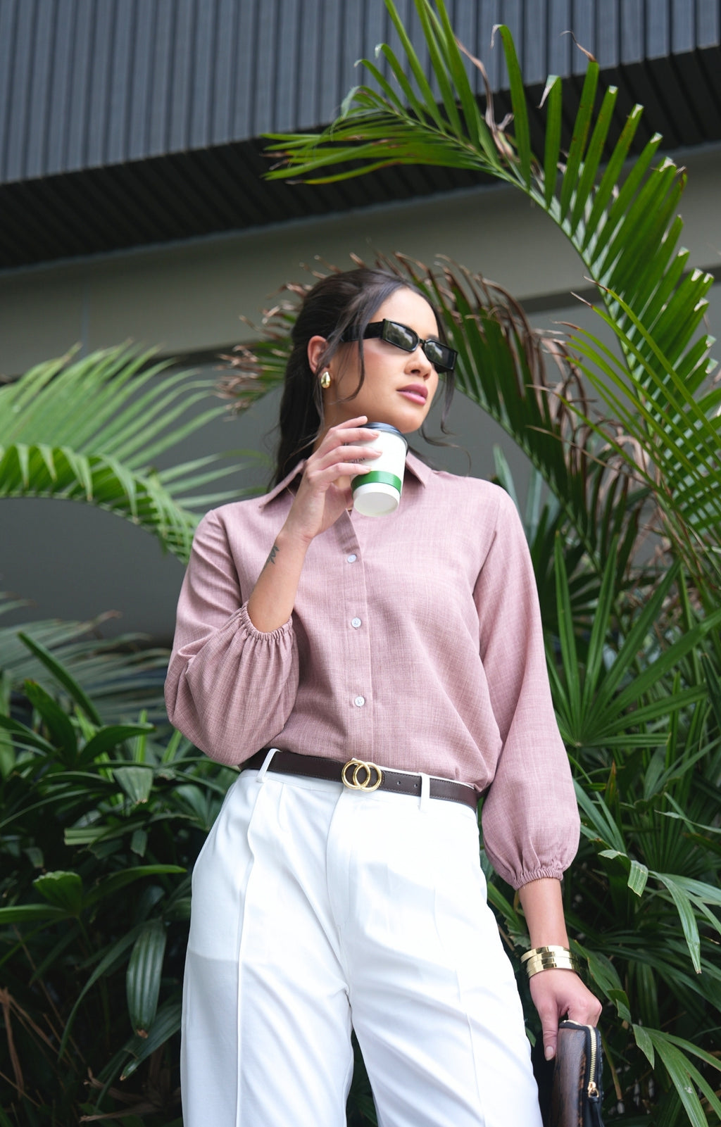 The Relaxed Cuff Linen Shirt - Pink