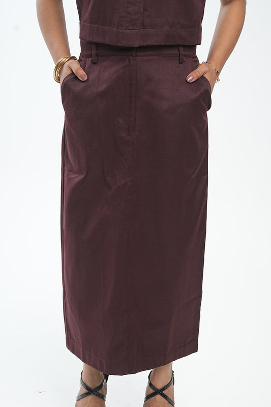 The Edit Co-ord - Straight Skirt - Mulberry Bark