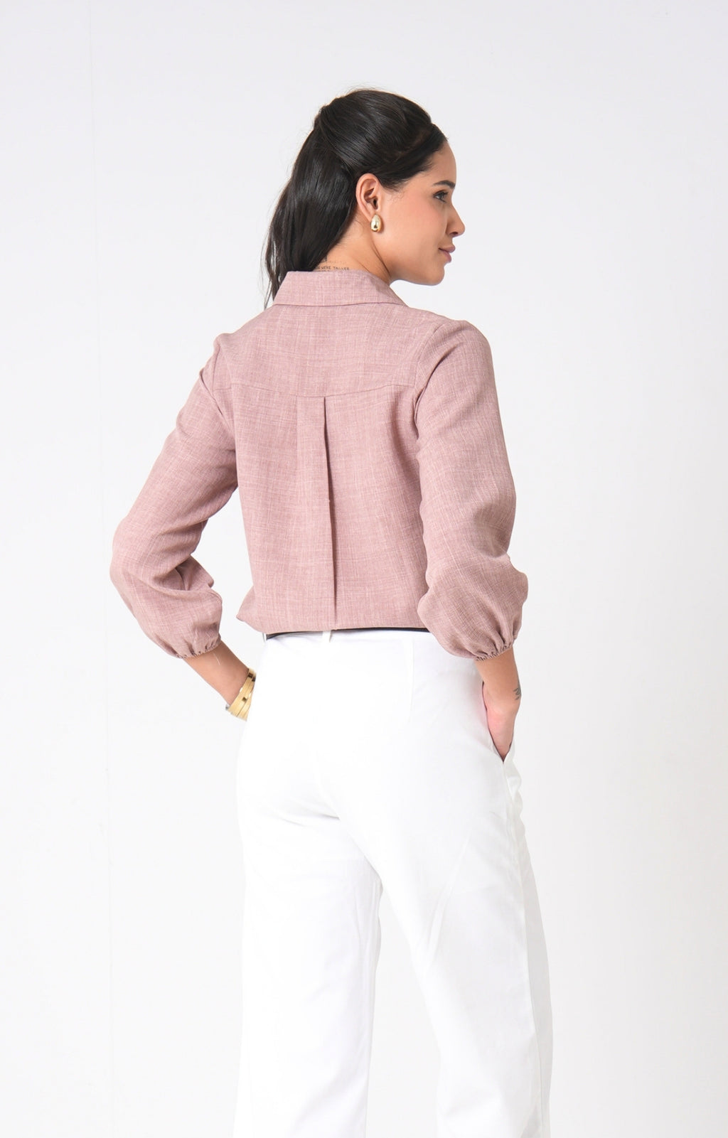 The Relaxed Cuff Linen Shirt - Pink