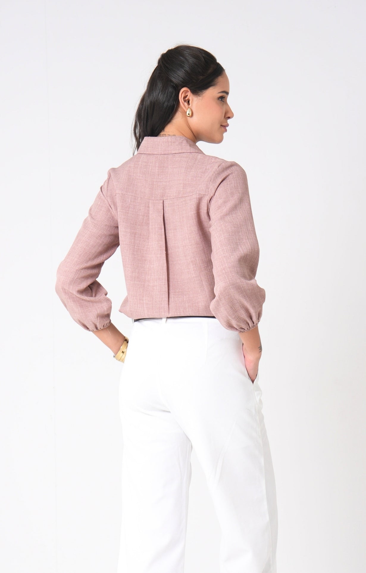 The Relaxed Cuff Linen Shirt - Pink