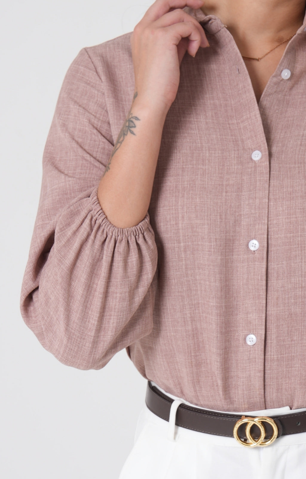 The Relaxed Cuff Linen Shirt - Pink