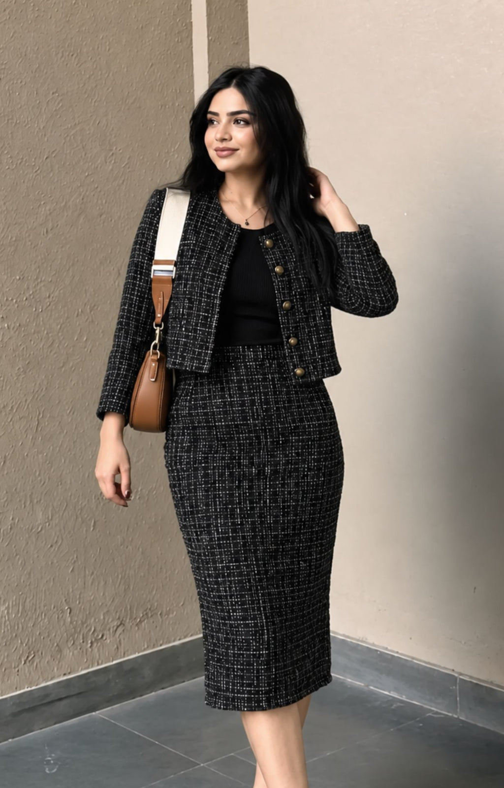 The Nightfall Tweed Long Skirt
