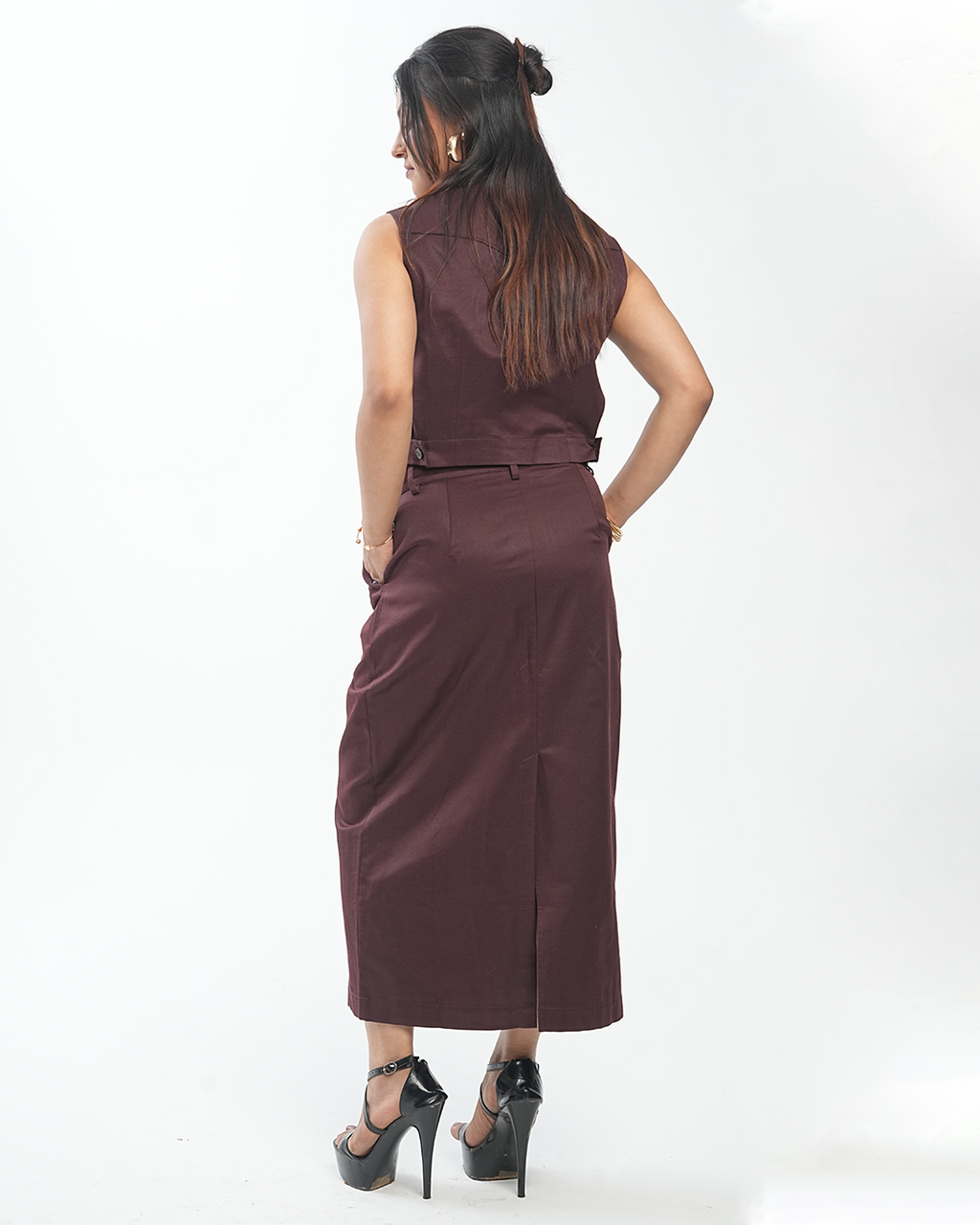The Edit Co-ord -Crop Vest - Mulberry Bark