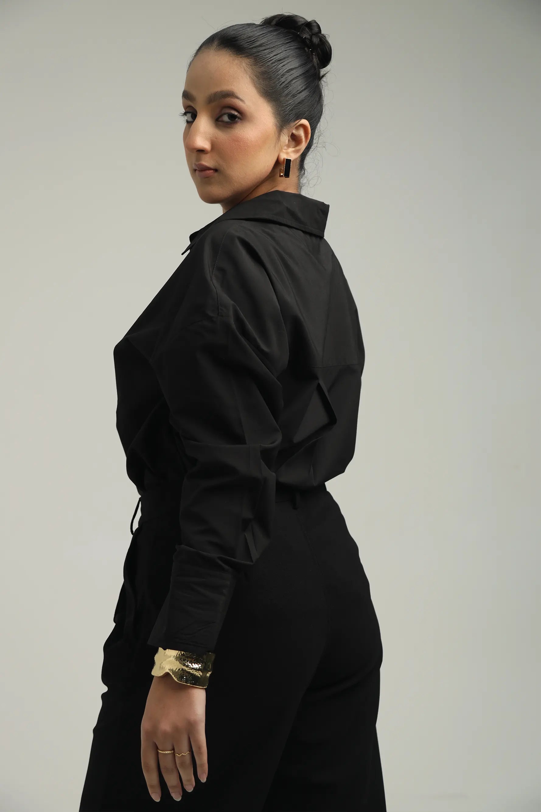 Oversized Cotton Shirt - Black