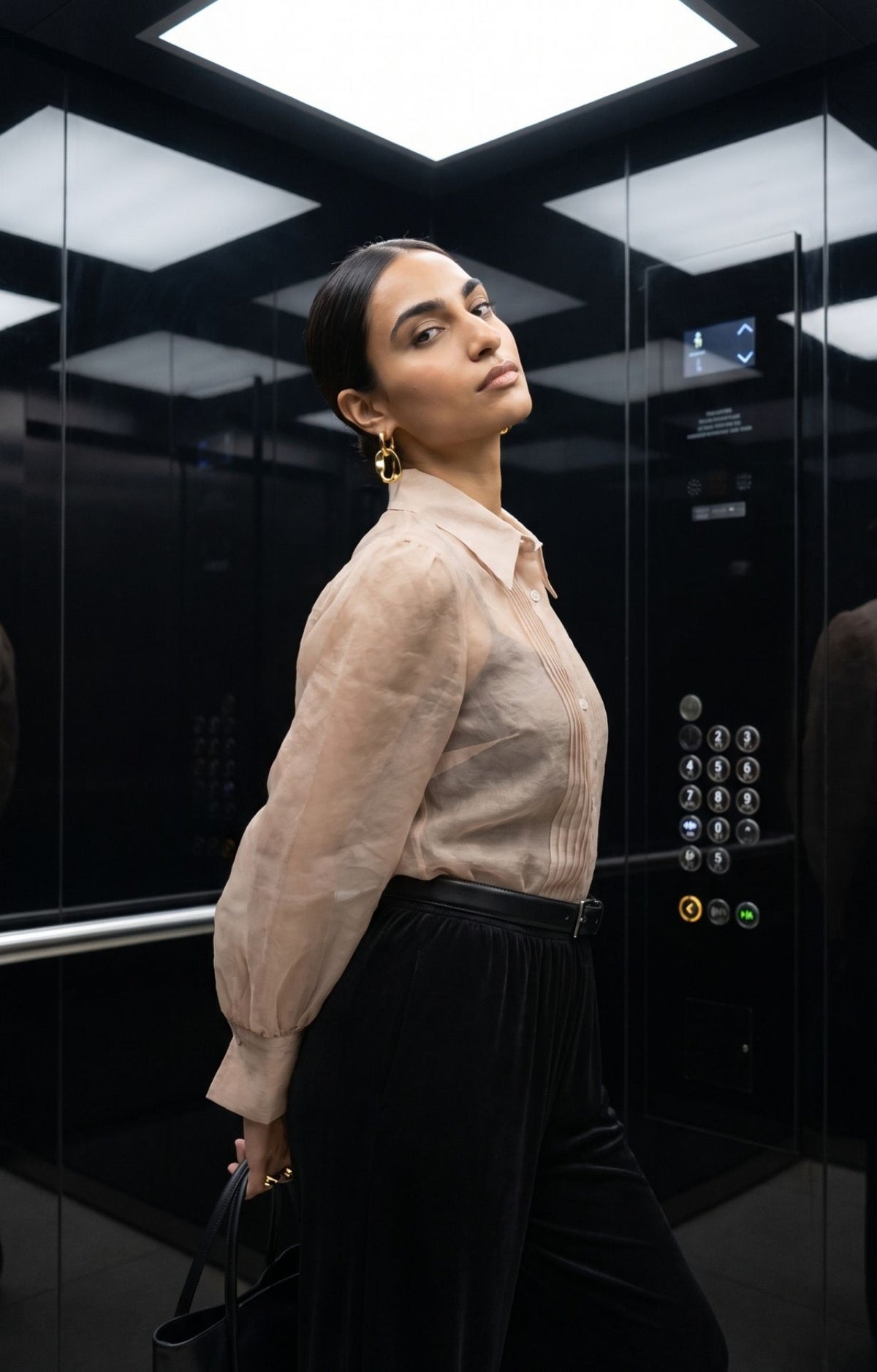 The Sheer Pintex Shirt - Nude Brown