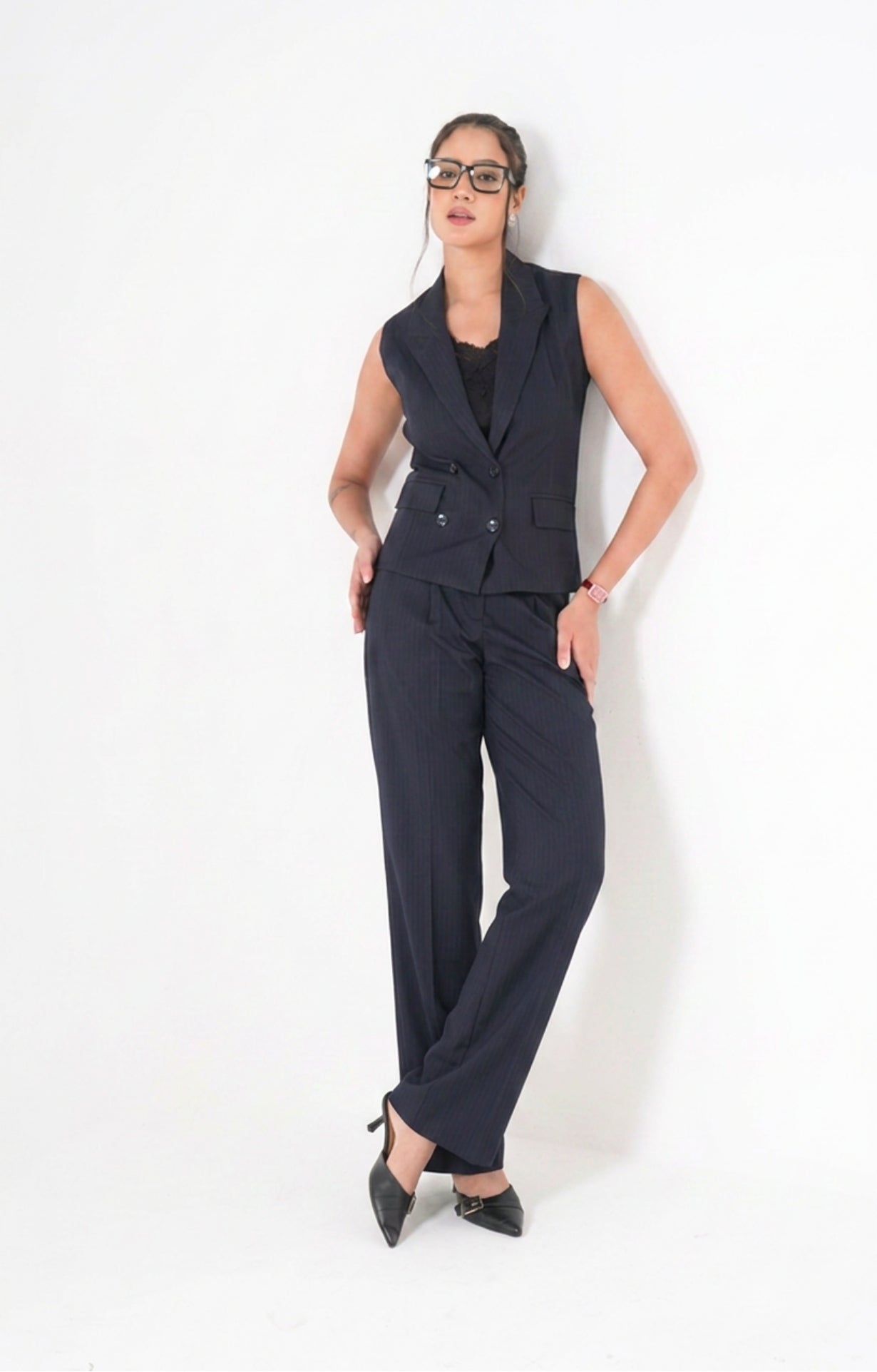 The Power Pleat Trousers - Blue