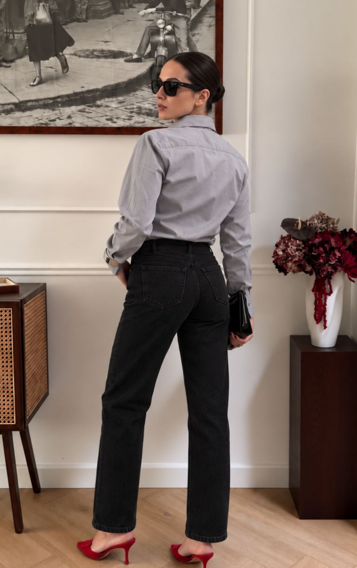 Cotton Blend Regular Fit Shirt- Gray