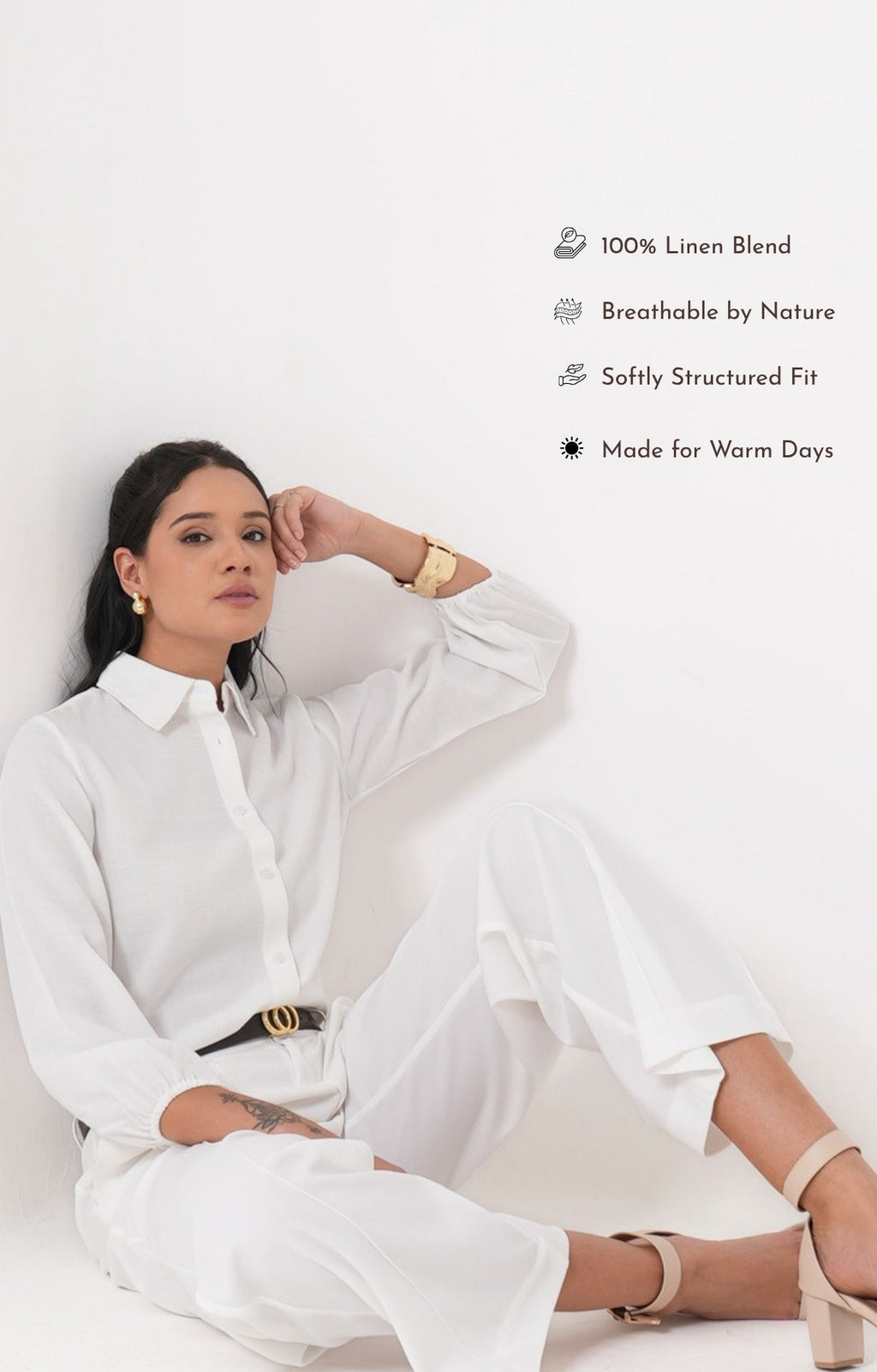 The Relaxed Cuff Linen Shirt - White