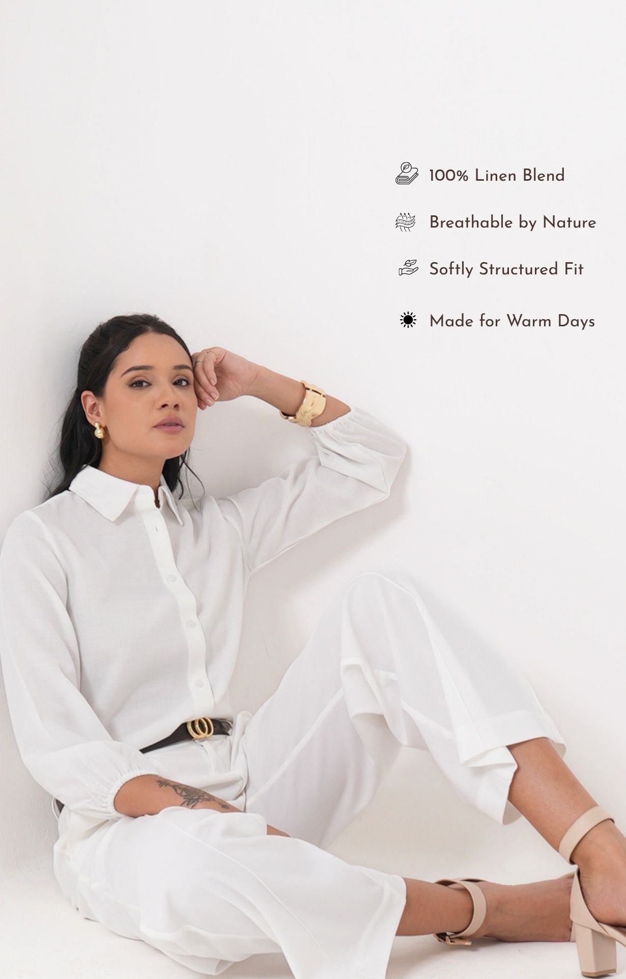 The Relaxed Cuff Linen Shirt - White