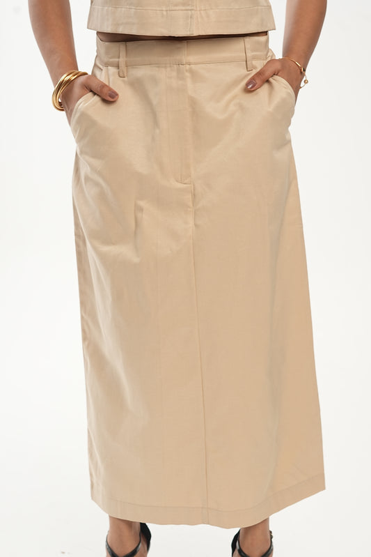 The Edit Co-ord - Straight Skirt - Bare Beige
