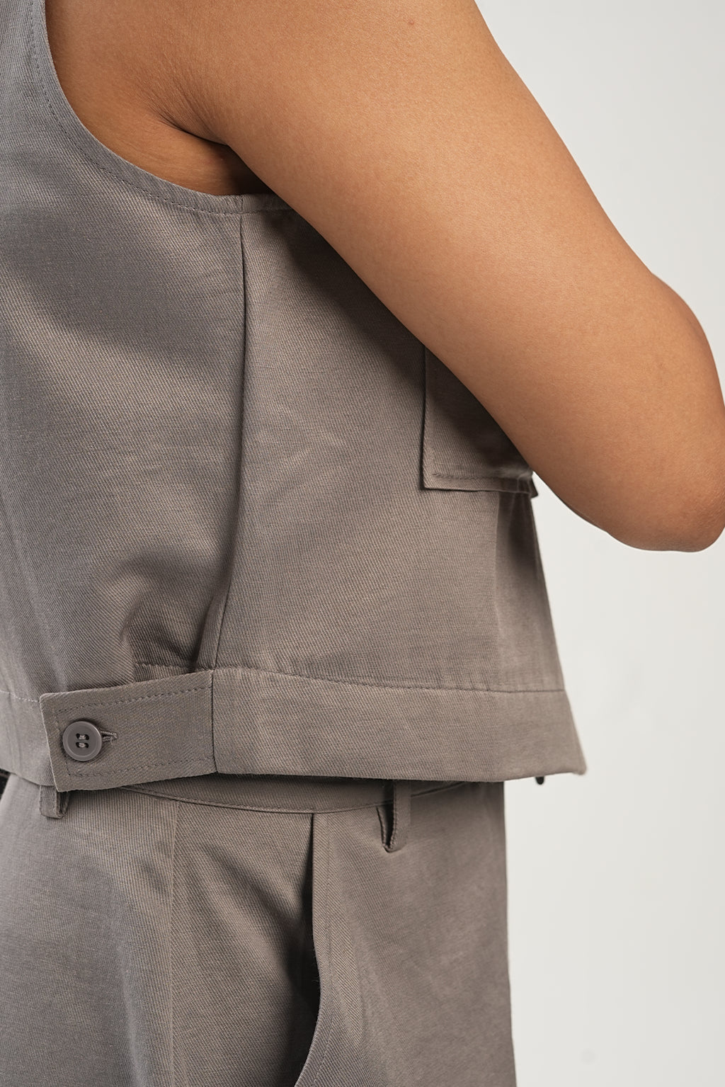 The Edit Co-ord -Crop Vest - Quite Grey