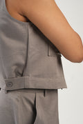 The Edit Co-ord -Crop Vest - Quite Grey